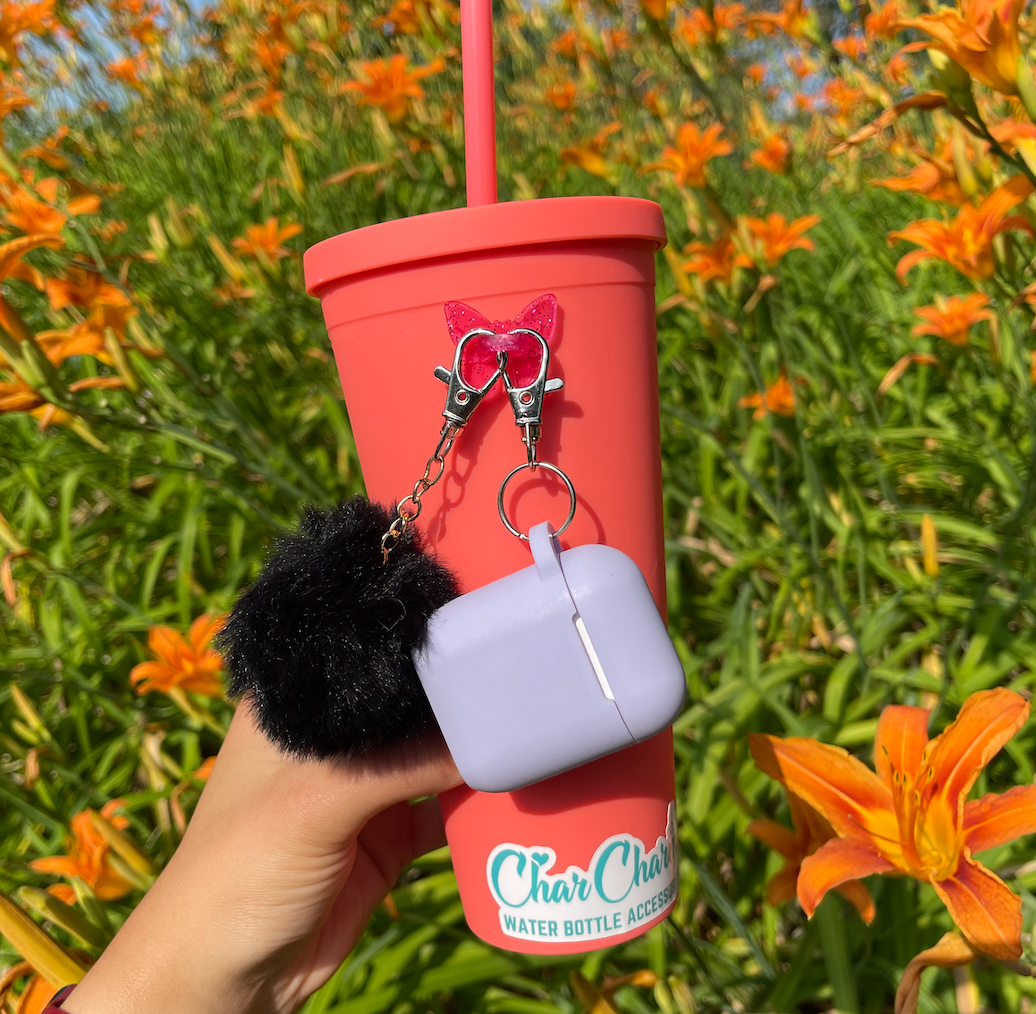 Black PomPom Water Bottle Charm Accessories