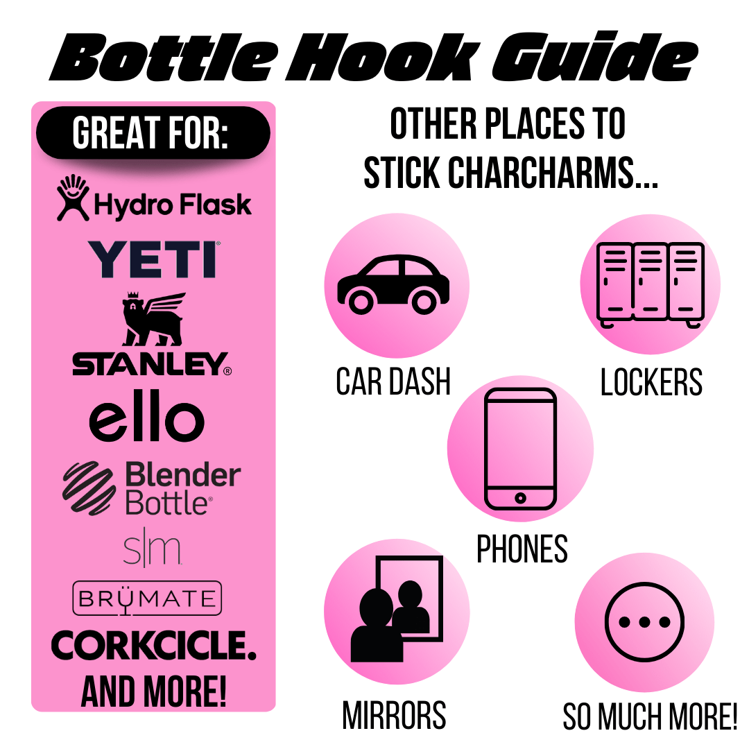 NEW - Metal Stick - On Hook | Decorative Water Bottle Hook | CharCharms Accessories