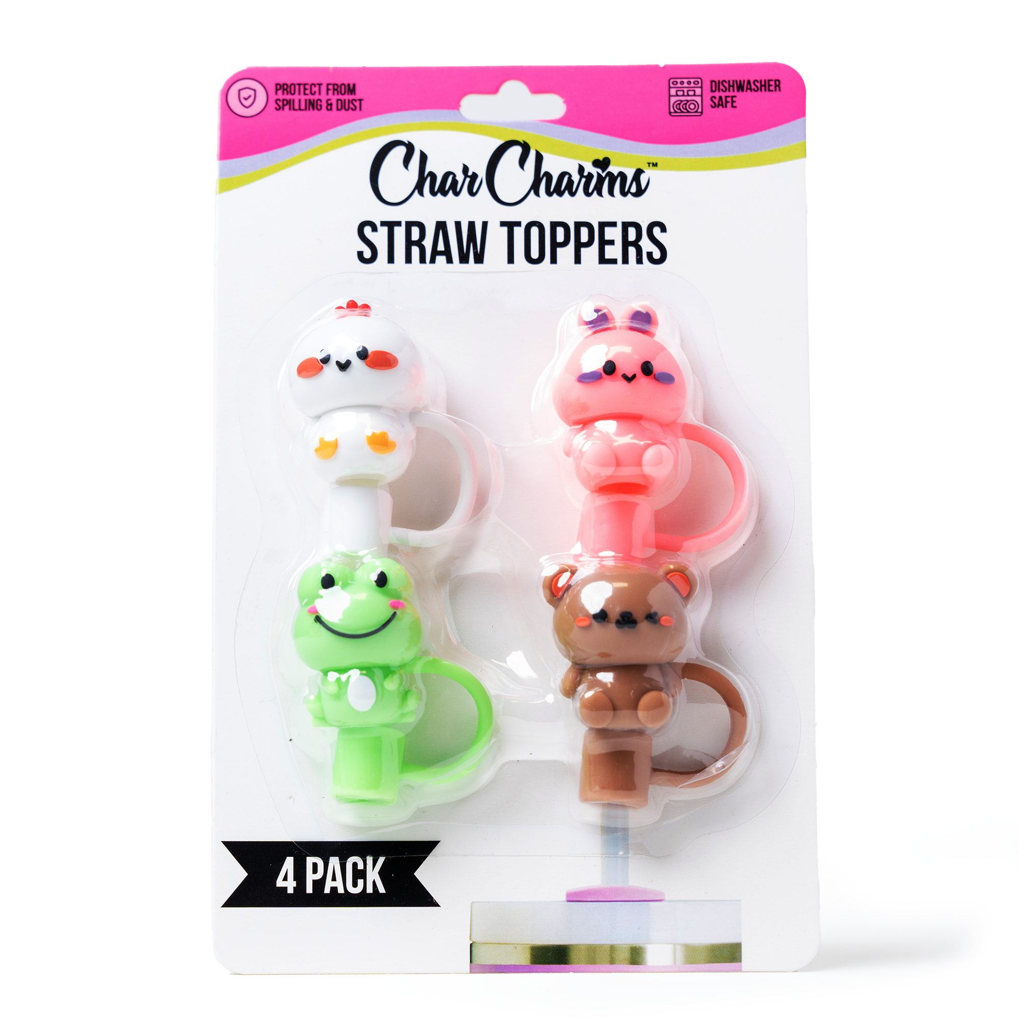 Animal 4-Pack Straw Topper