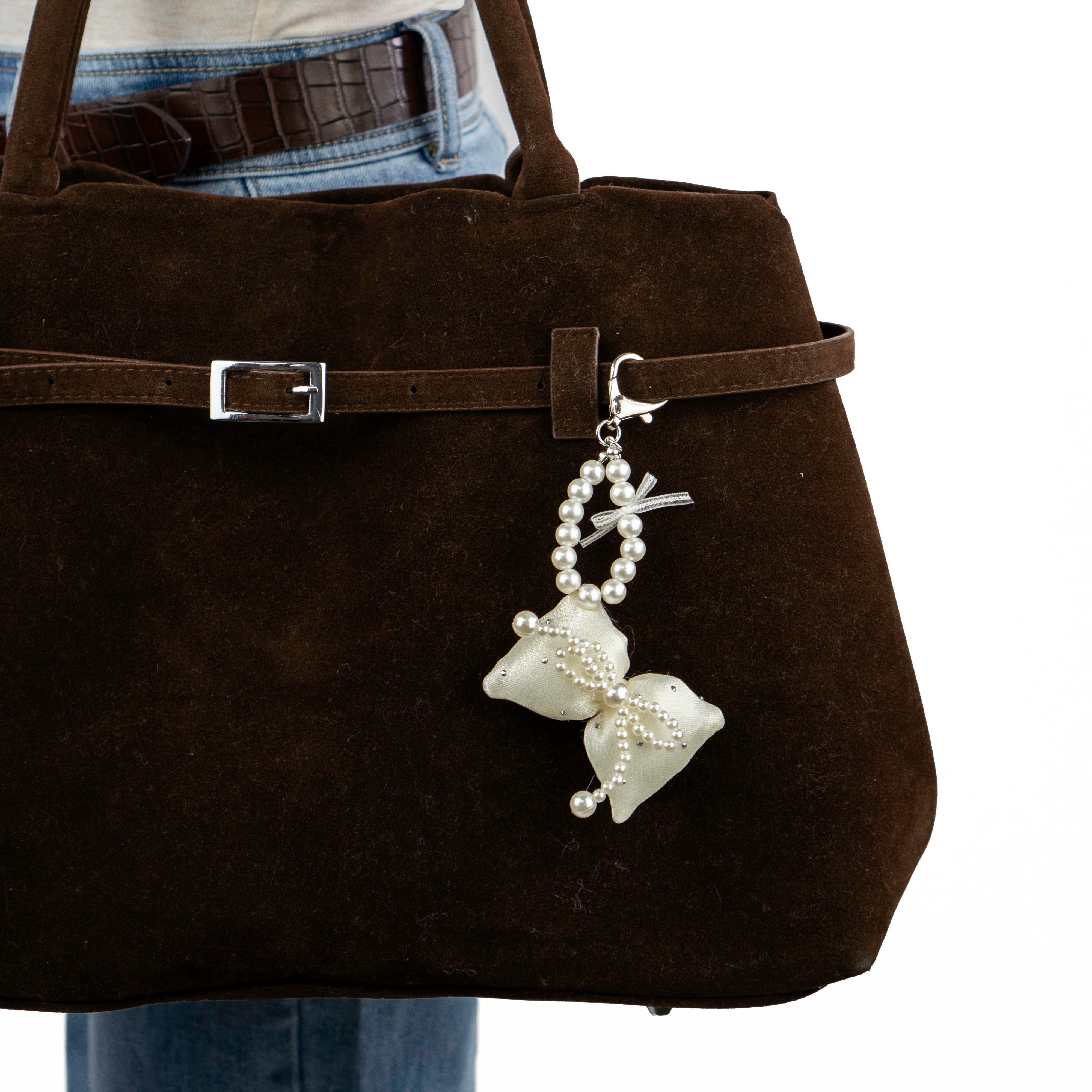 Cream Bow Bag Charm