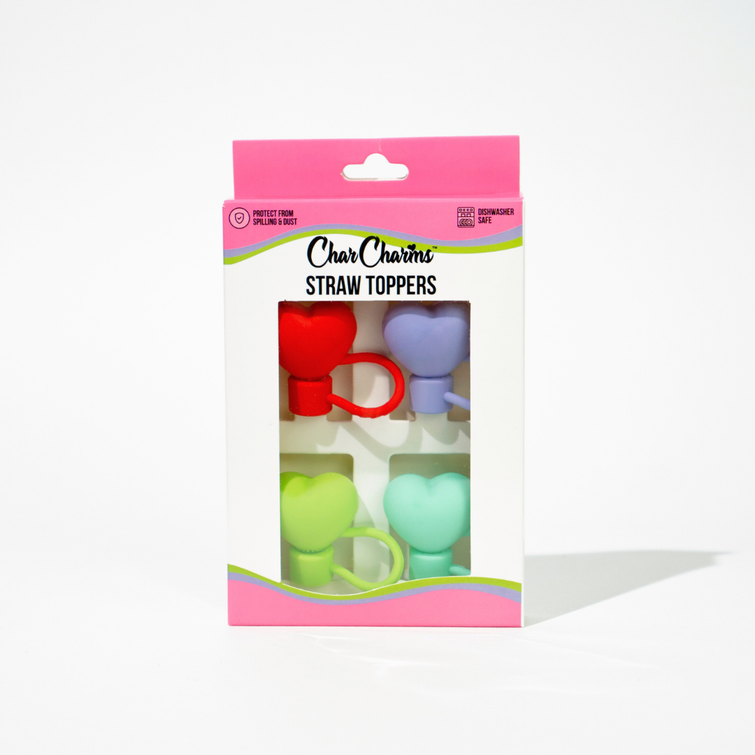 Hearts 4-Pack Straw Toppers