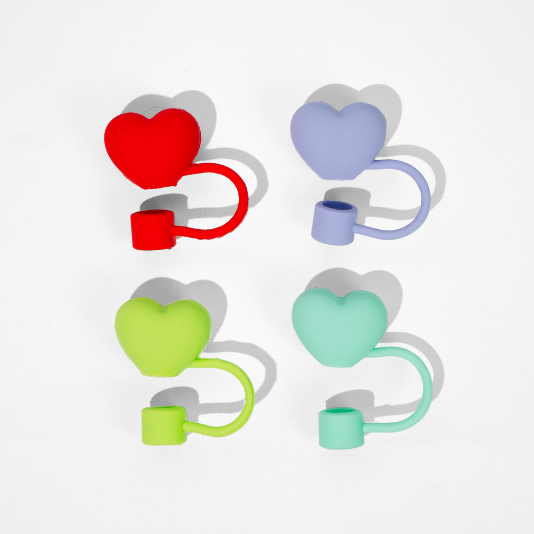 Hearts 4-Pack Straw Toppers