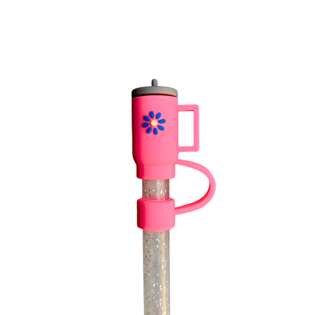 Hot Pink Tumbler Straw Topper