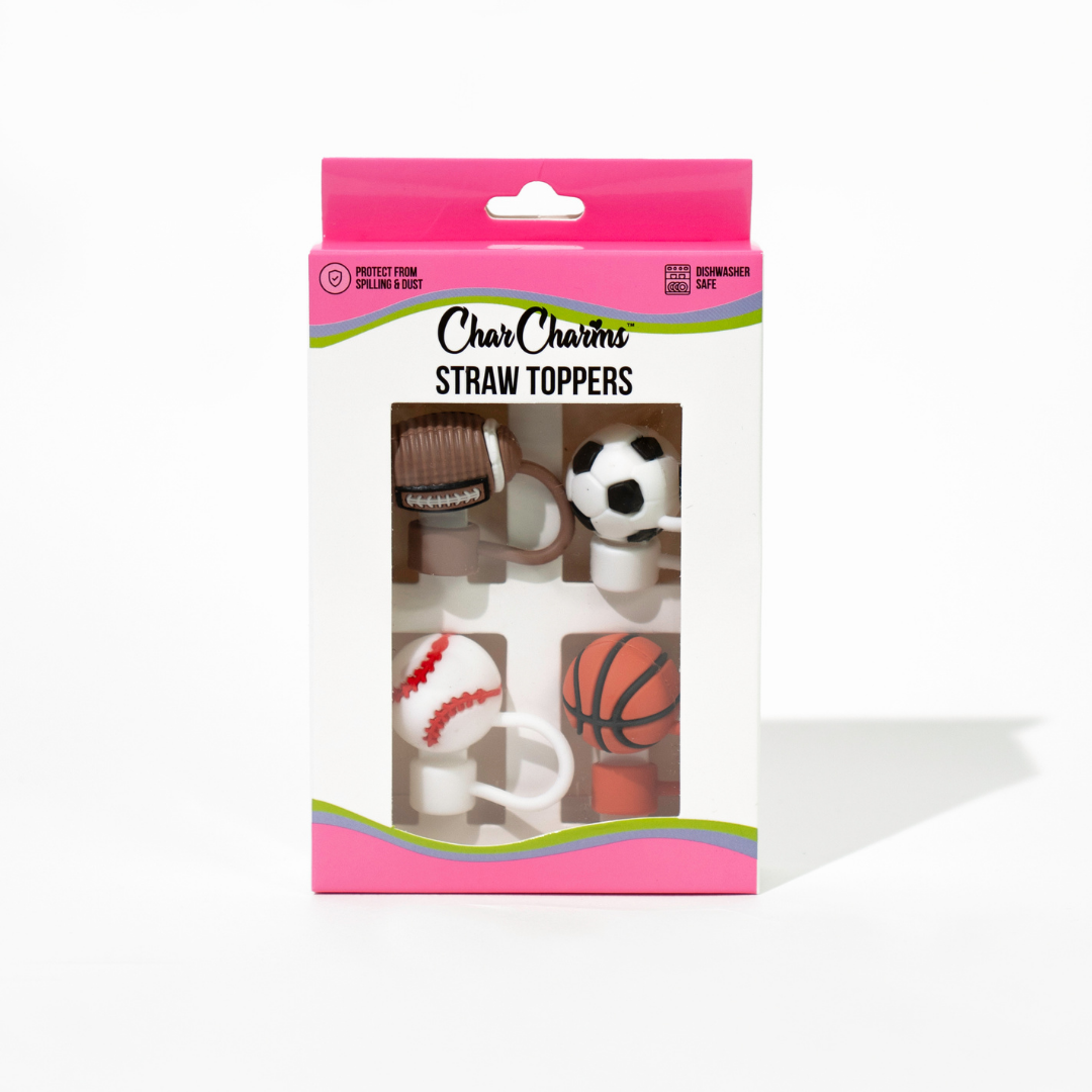 Sports 4-Pack Straw Toppers