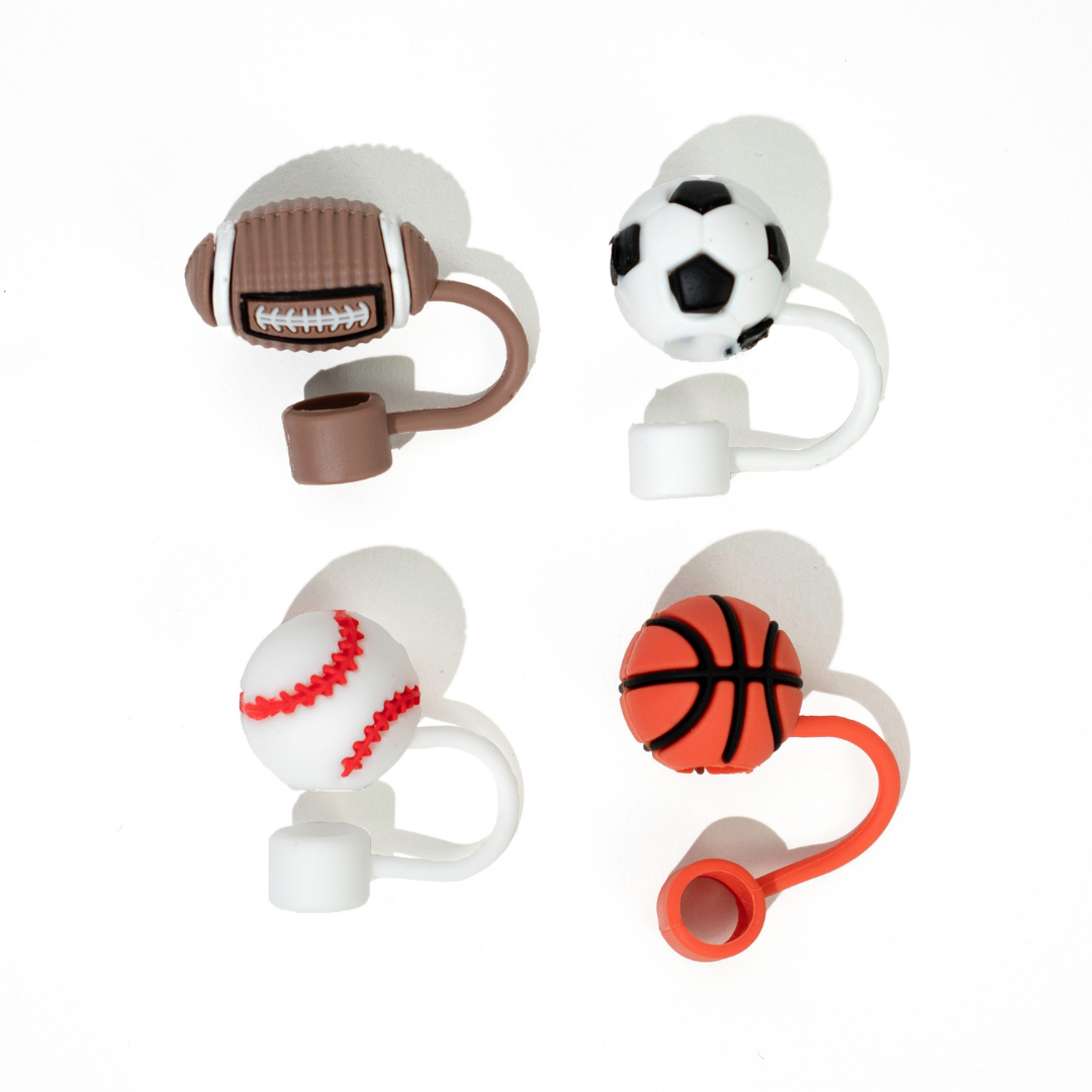 Sports 4-Pack Straw Toppers