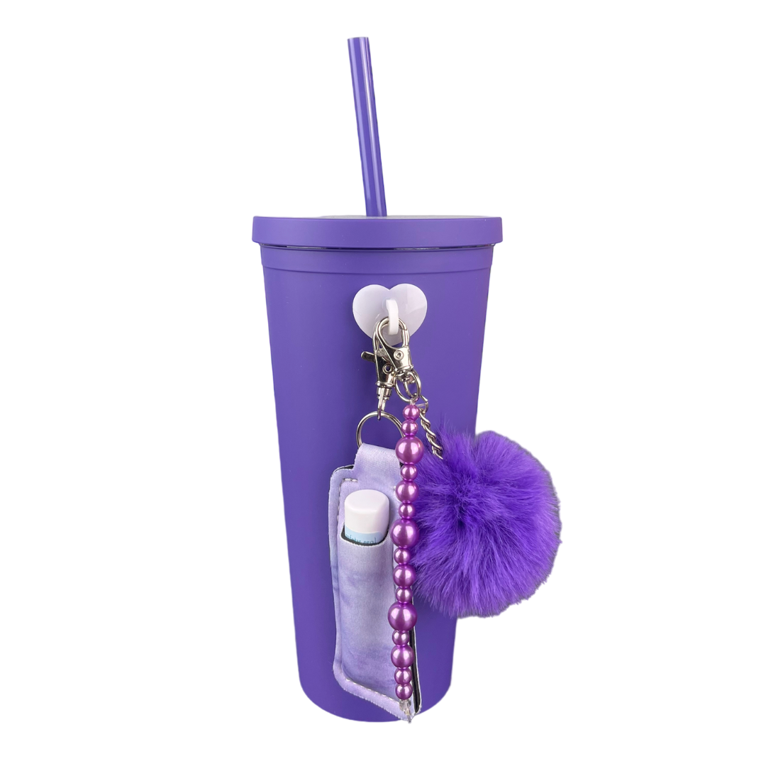 Purple Tumbler with Straw