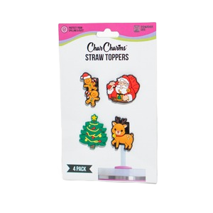 Christmas Straw Toppers | Holiday Drink Accessory Set (4-Pack)