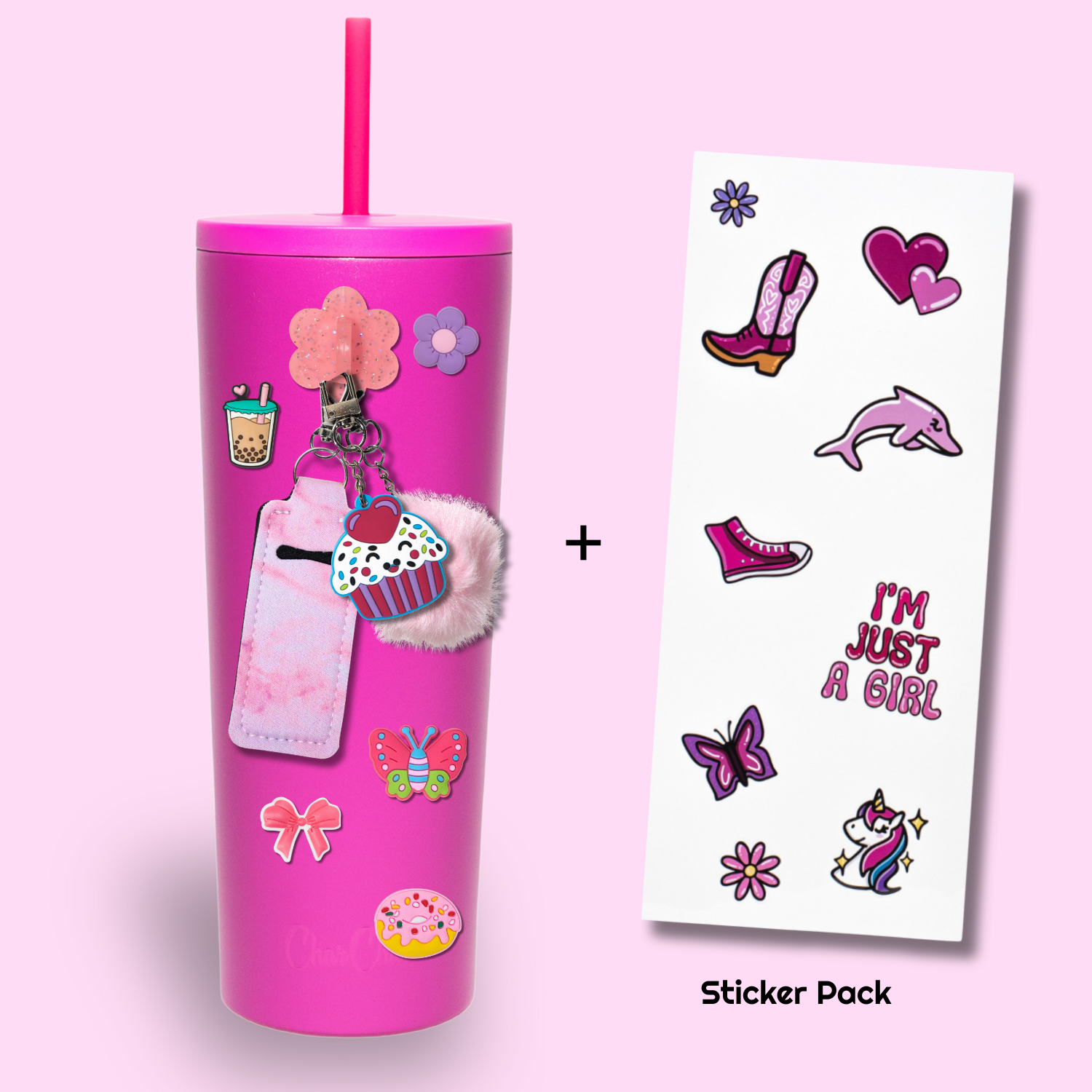 Girly Pink Bundle + Hot Pink 24oz Tumbler