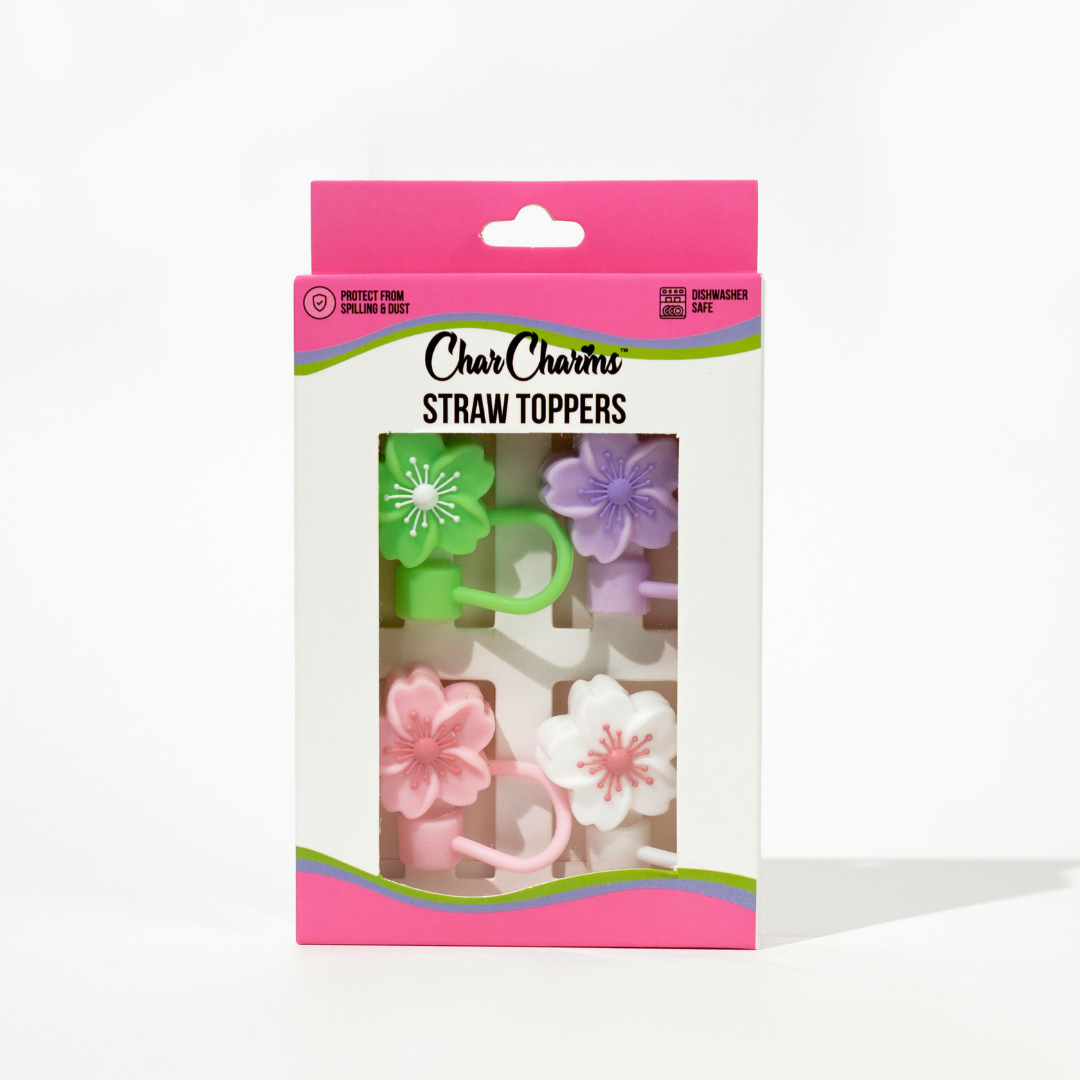 Cherry Blossom 4-Pack Straw Toppers