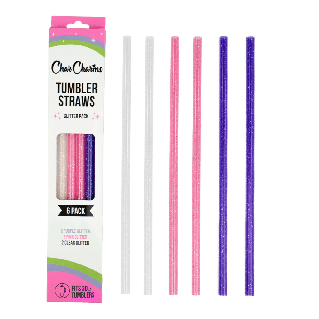 CharCharms 30 oz. Straw 6-Pack, Unicorn Pack/Glitter