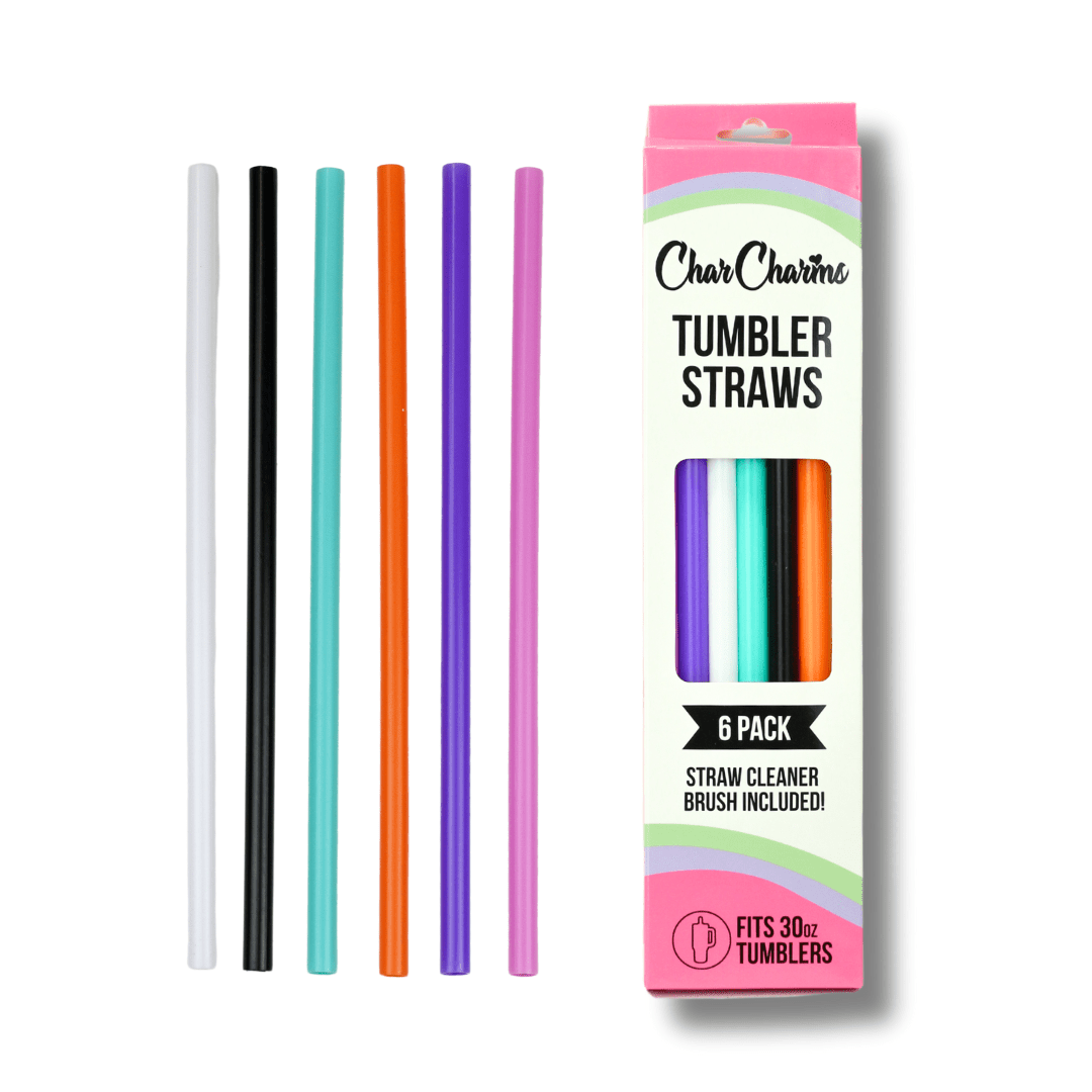 30oz Solid Colors Tumbler Straws w/ Cleaning Brush | | CharCharms Accessories