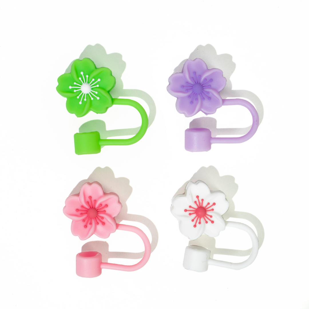 Cherry Blossom 4-Pack Straw Toppers