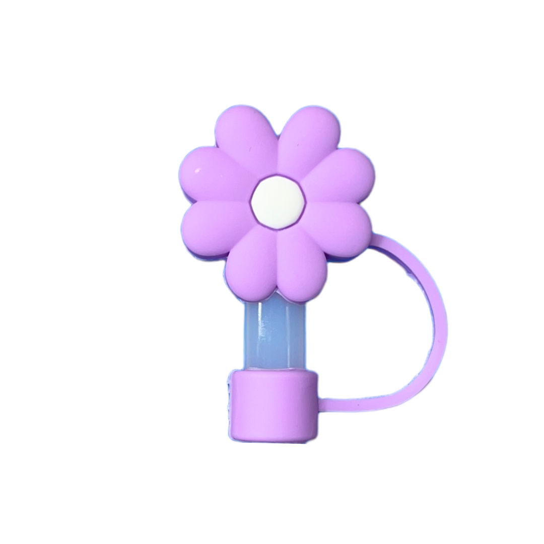 Purple Flower Straw Topper