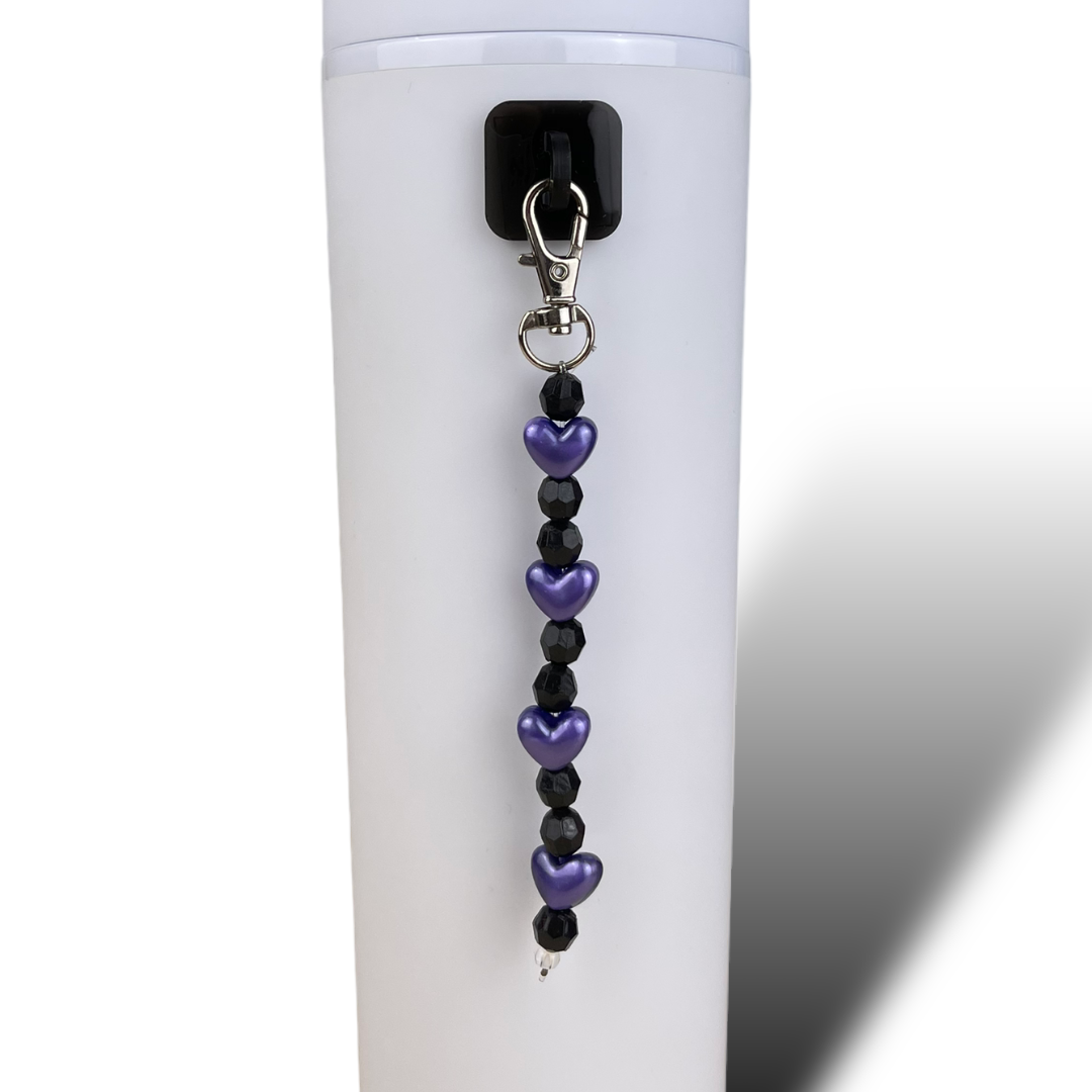 Purple/Black Heart Bead Water Bottle Charm