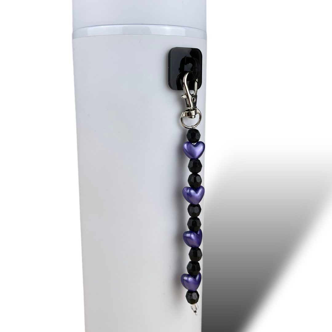 Purple/Black Heart Bead Water Bottle Charm