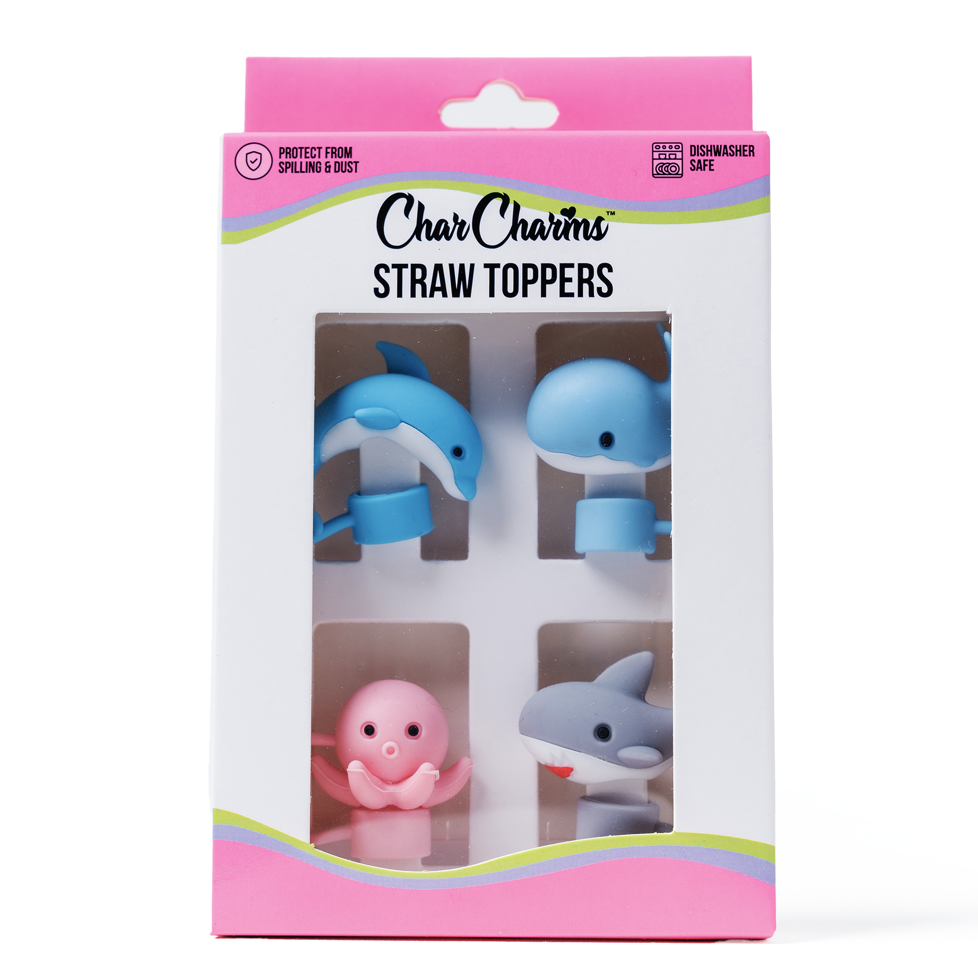 Sea Animals 4-Pack Straw Topper