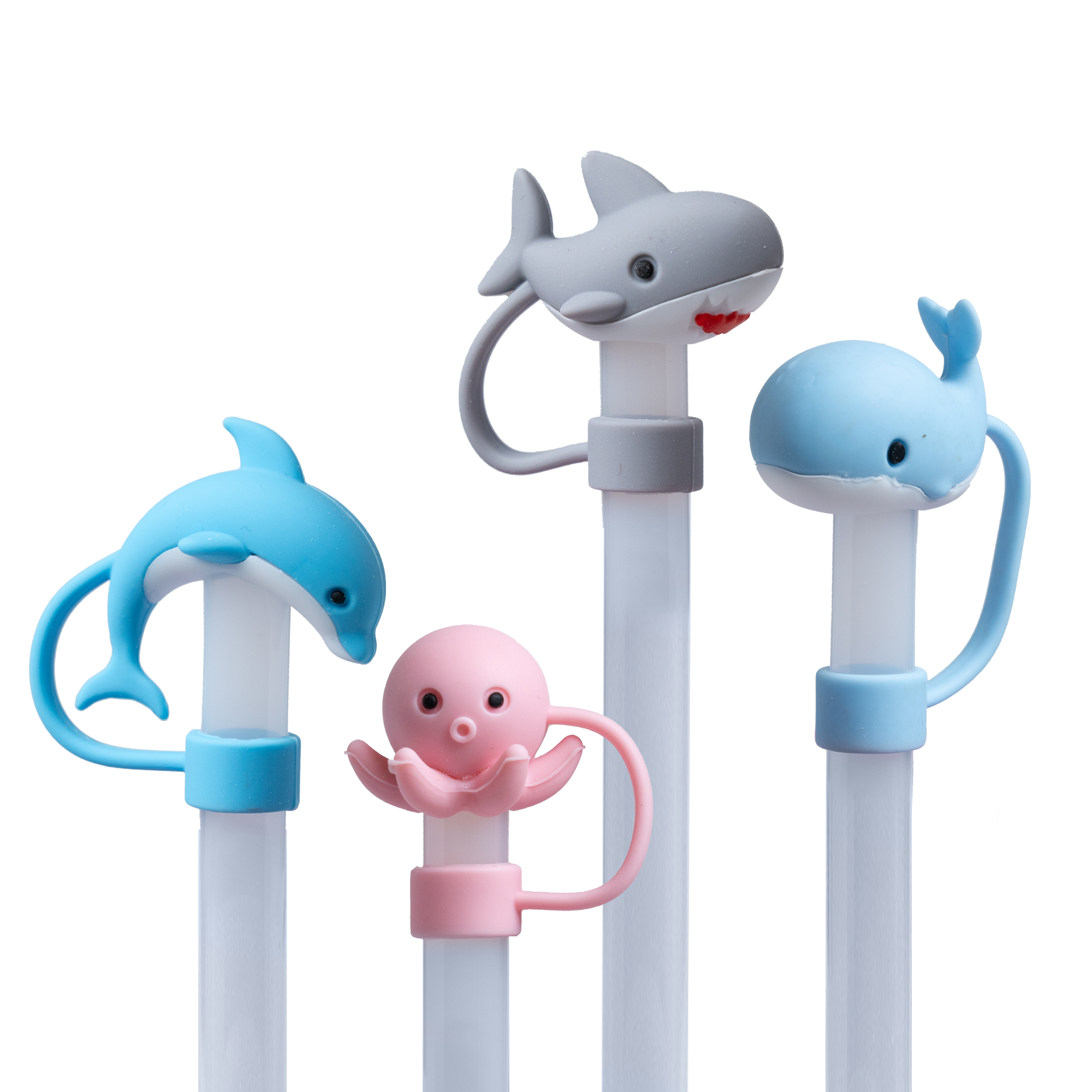 Sea Animals 4-Pack Straw Topper