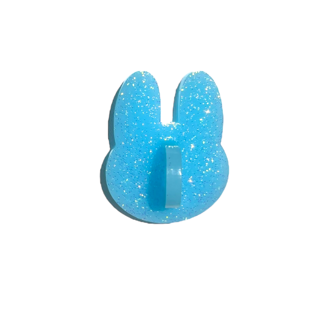 Blue Glitter Bunny Stick-On Hook