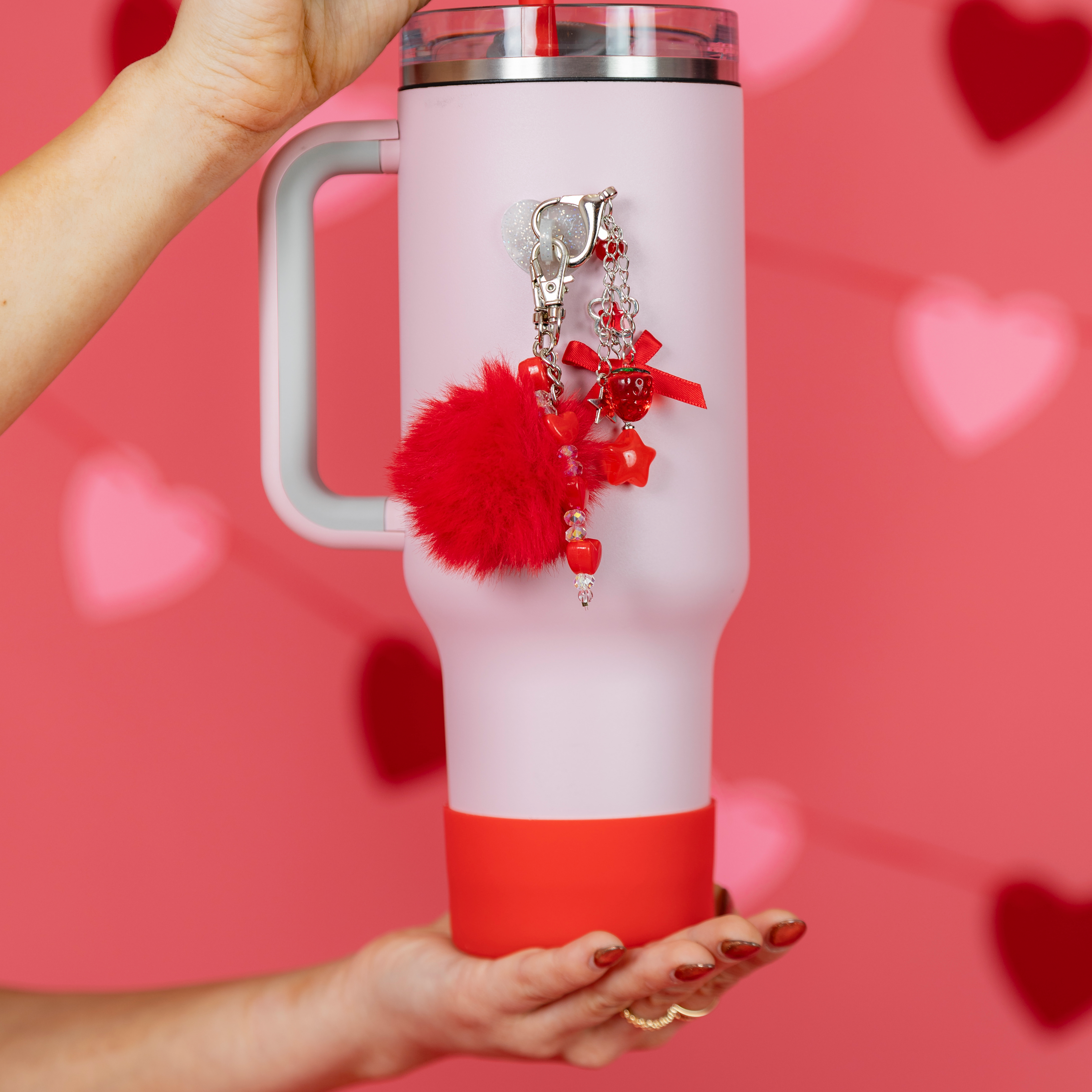 Red PomPom Water Bottle Charm