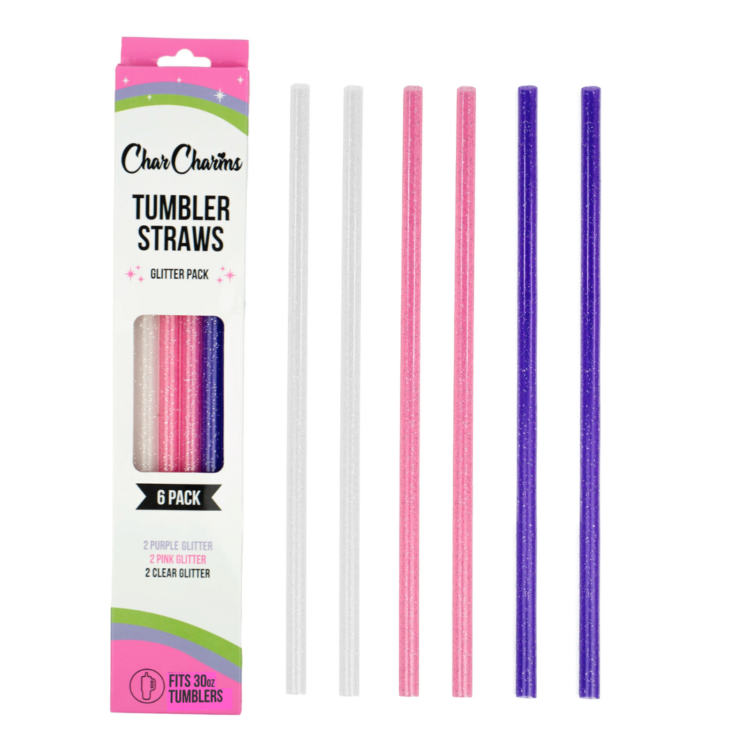 30oz Pink, Clear, Purple Glitter Tumbler Straws