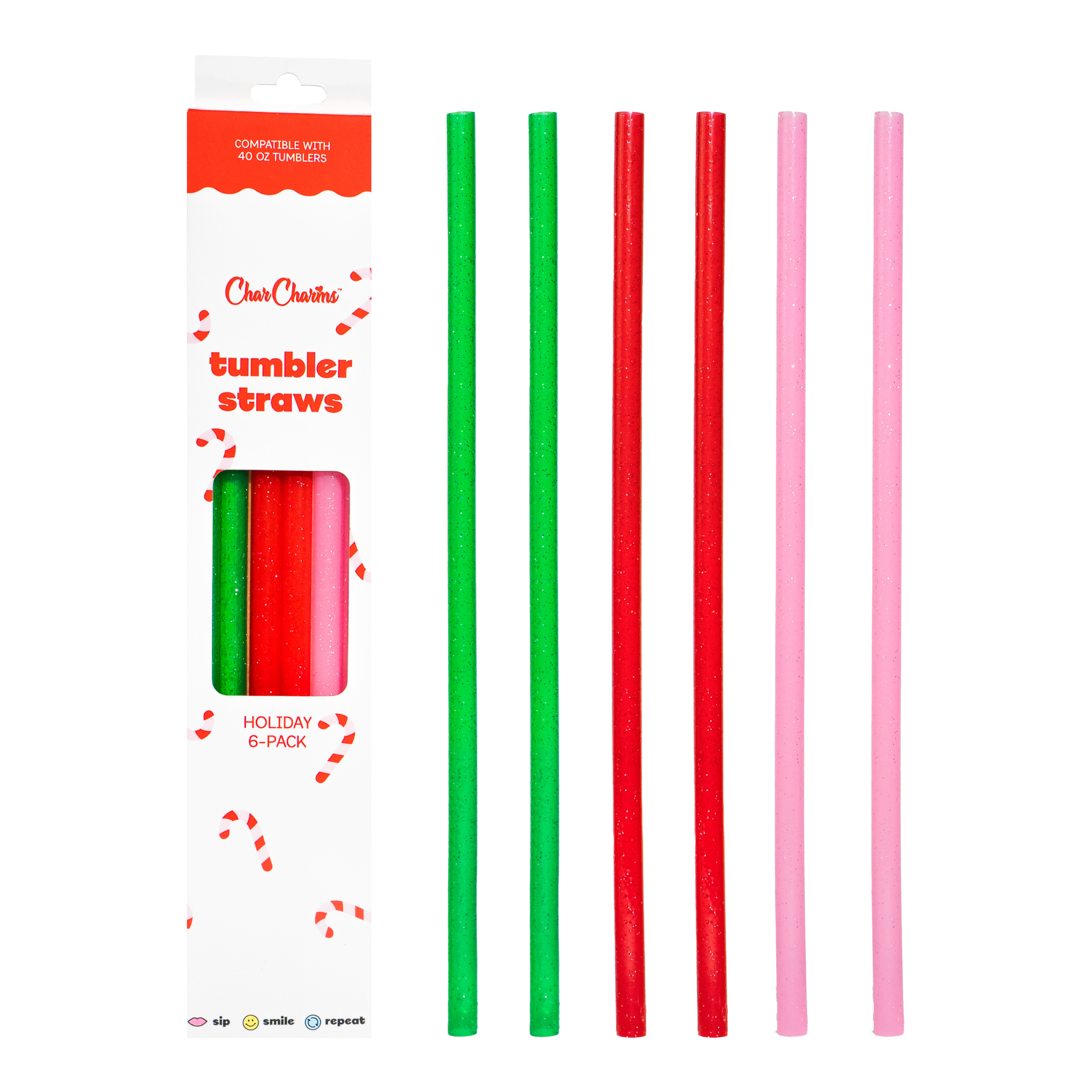 Holiday Cheer 40oz Tumbler Straws