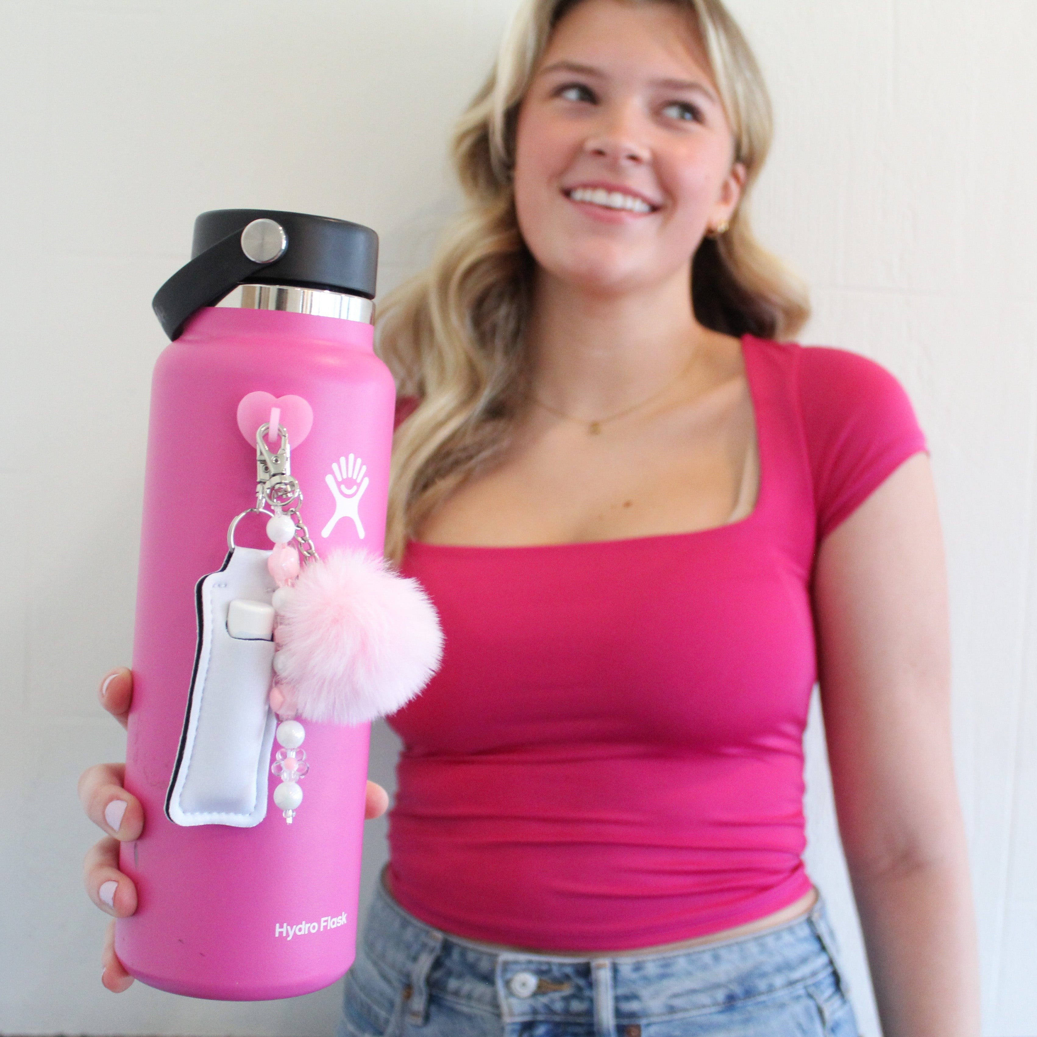 Light Pink PomPom Water Bottle Charm