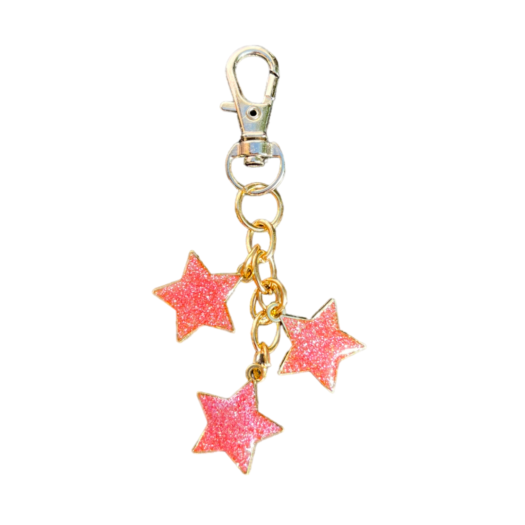 glitter pink star charm