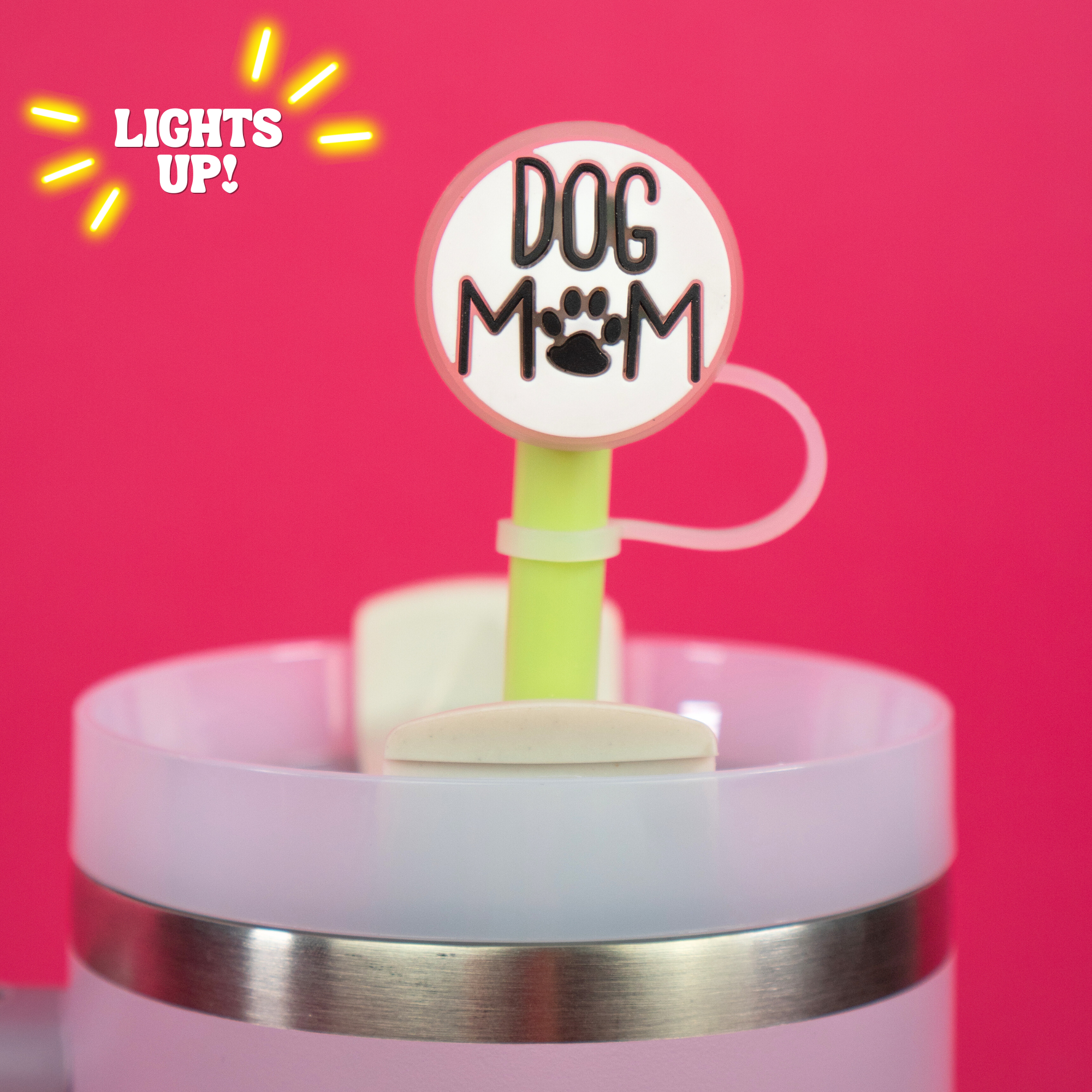 Dog Mom Straw Topper (Lighted)