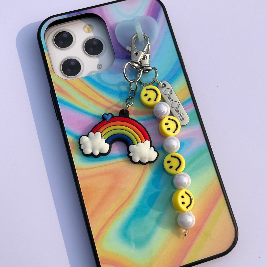 Rainbow Smiley Phone Charms