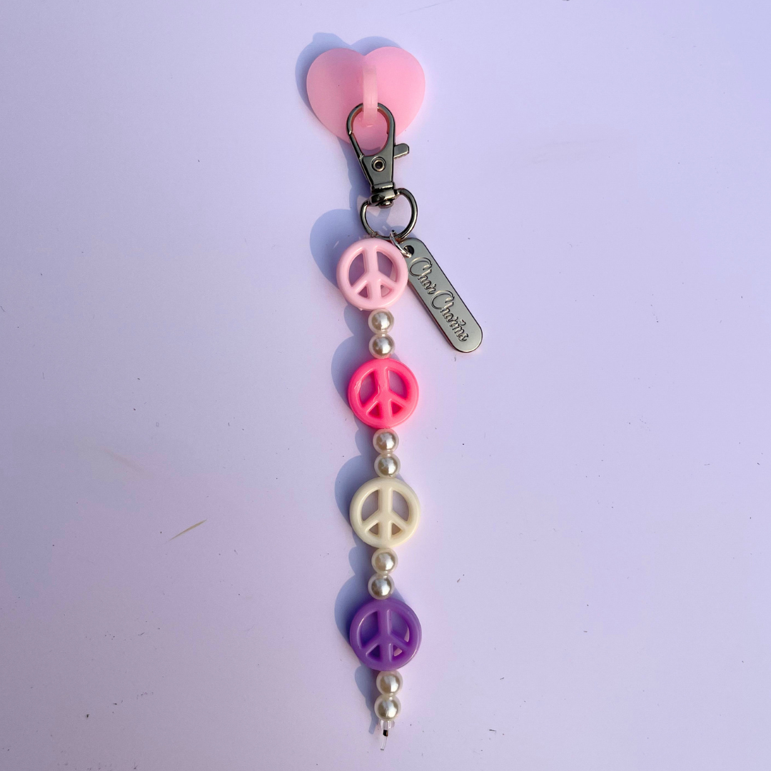 Girly Pink Peace Phone Charms