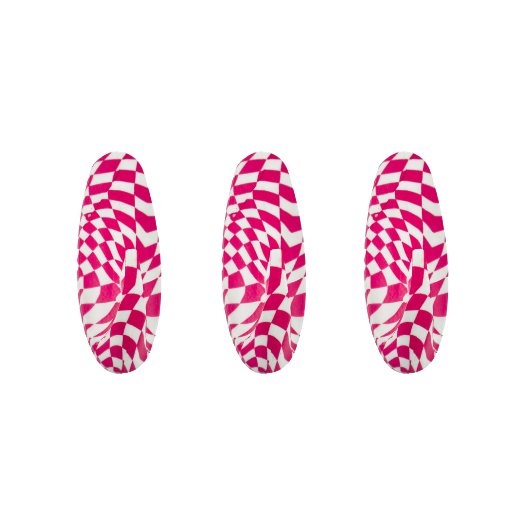 Pink Checker Stick On Wall Hook