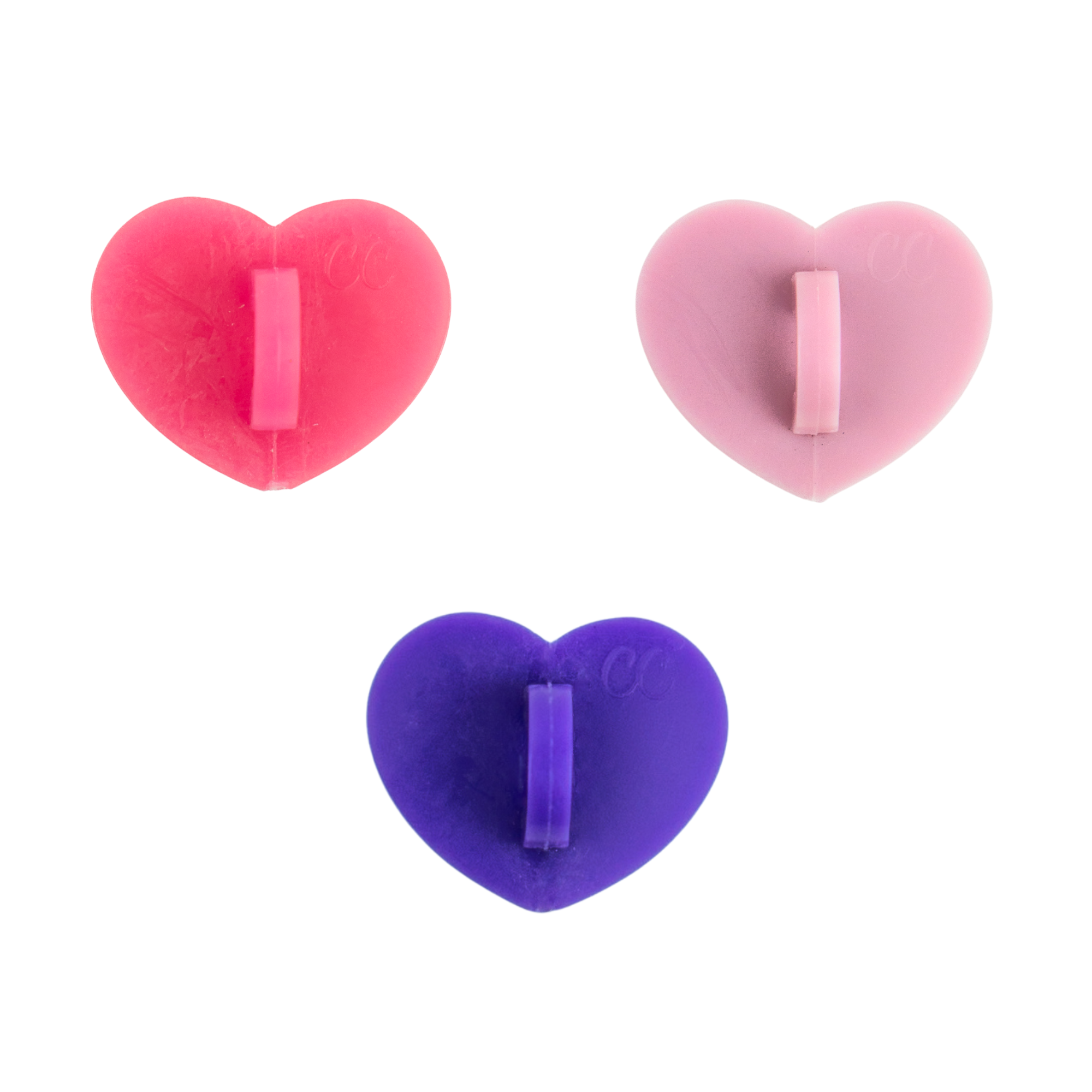 Solid Variety 3 Pack - Heart Stick-On Hooks