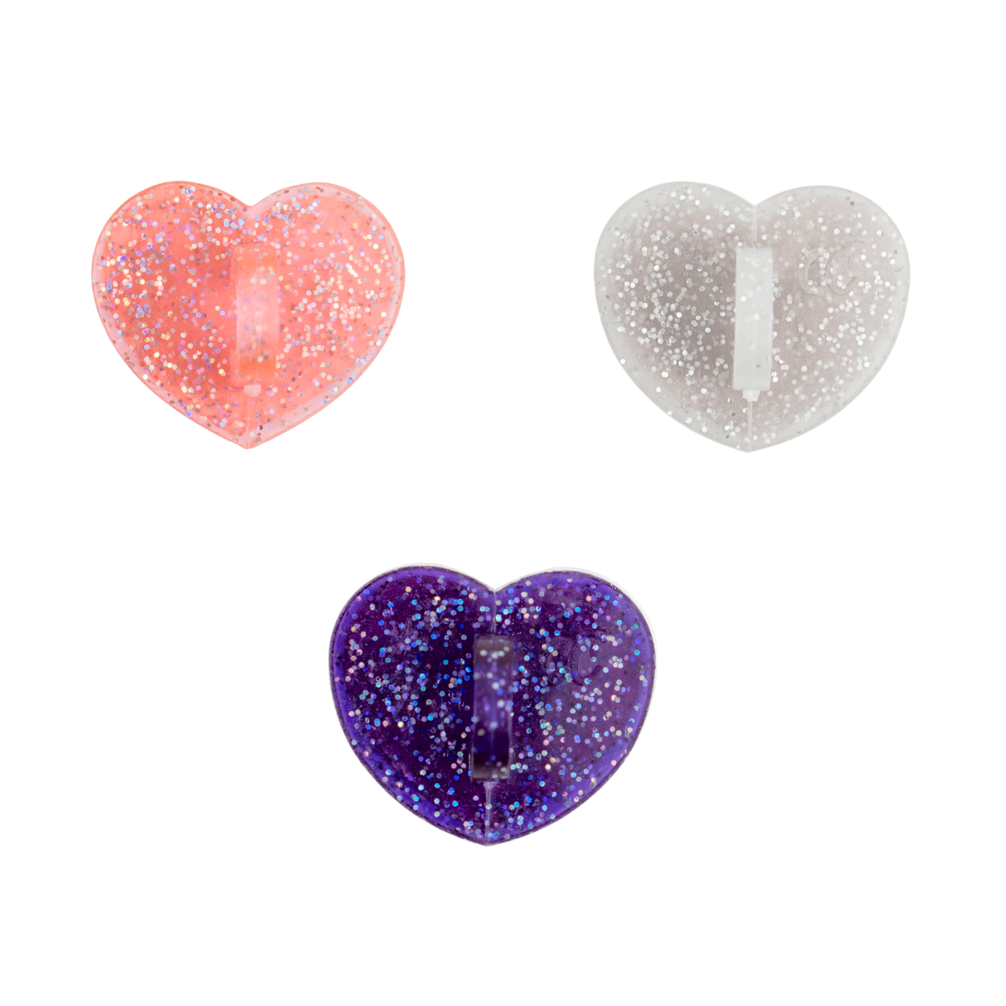 Glitter Variety 3 Pack - Heart Stick-On Hooks