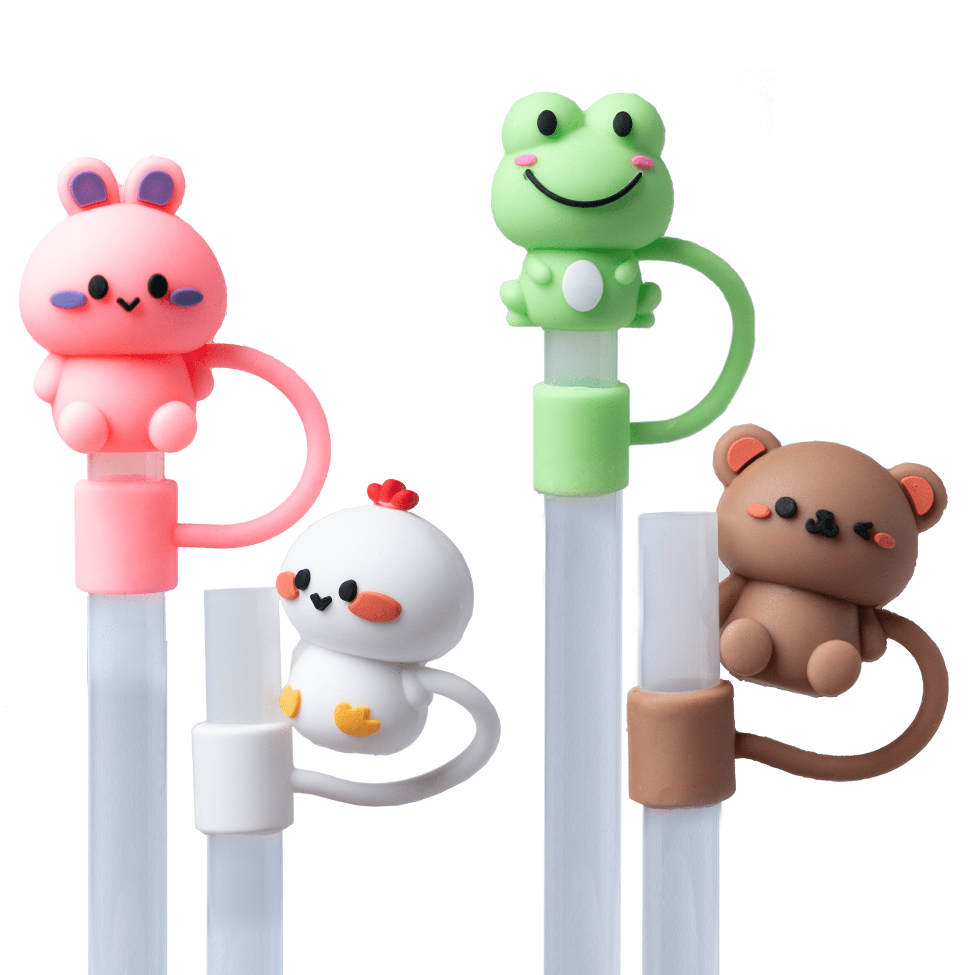 Animal 4 - Pack Straw Topper | | CharCharms Accessories