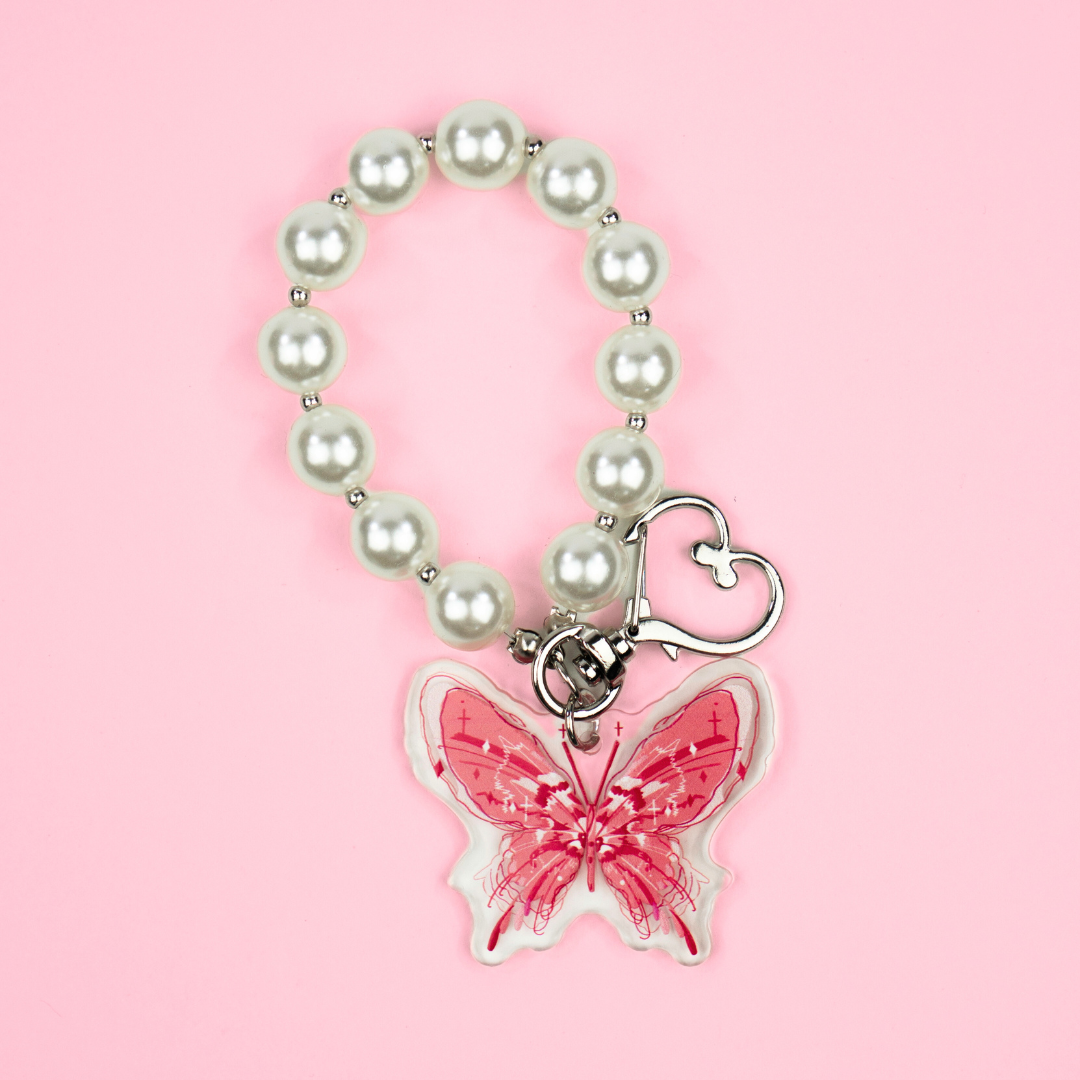 Pink Butterfly Bag Charm