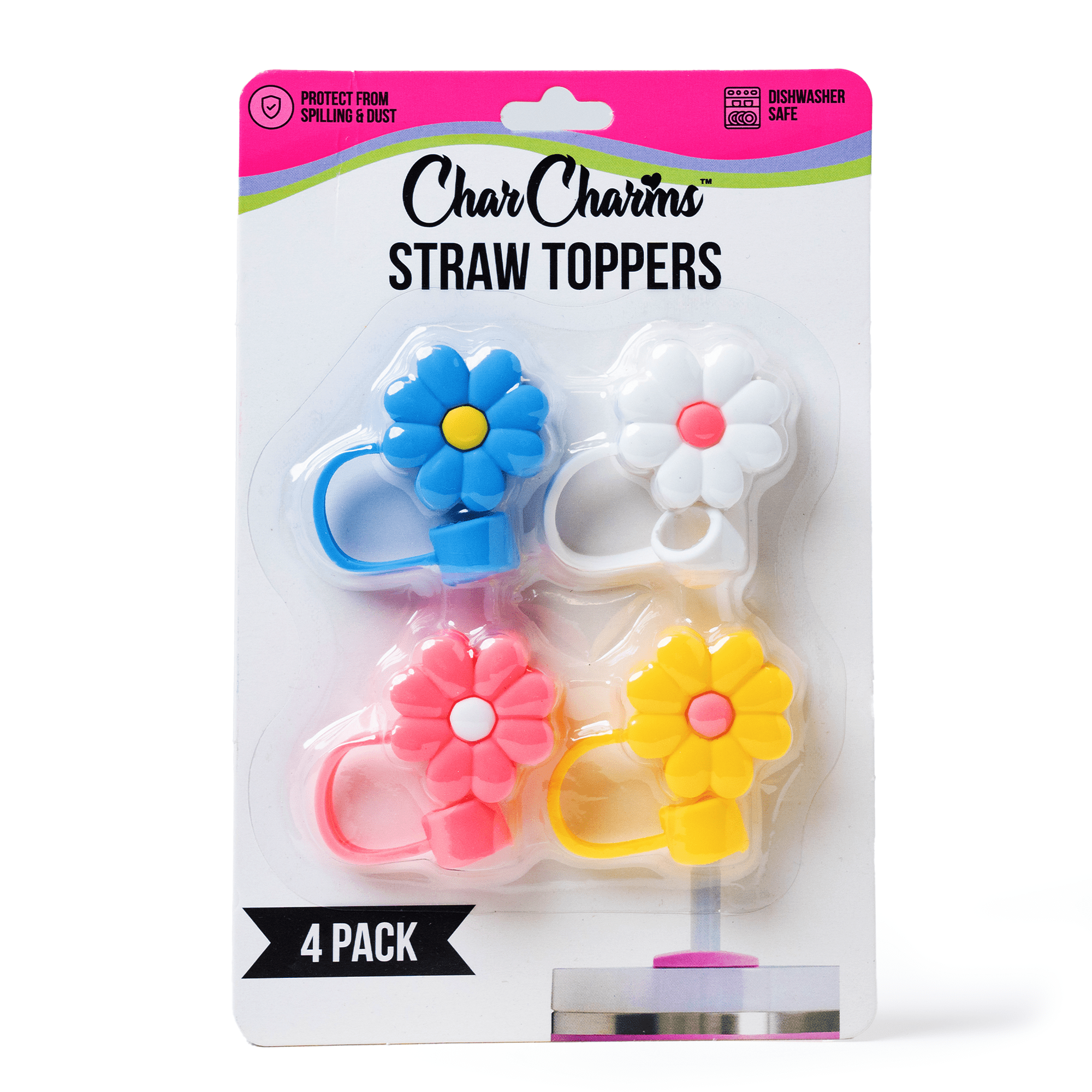 Flower 4 - Pack Straw Topper | | CharCharms Accessories