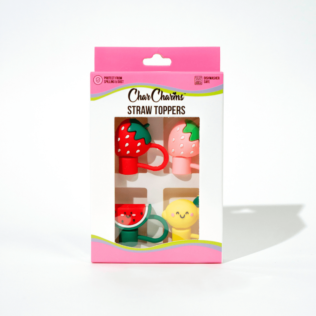 Fruity Fun 4 - Pack Straw Toppers | | CharCharms Accessories
