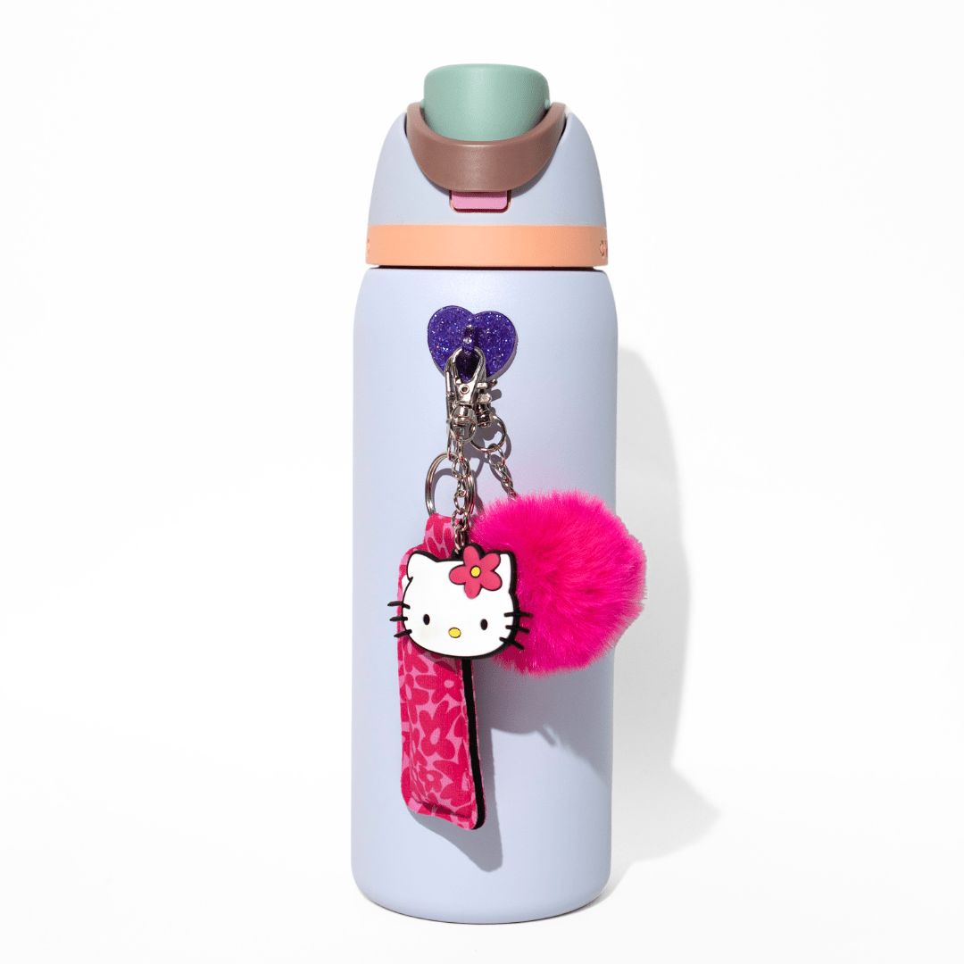 Hello Kitty water bottle charm set with pink accents