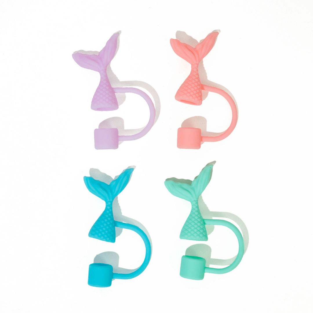 Mermaid Tail 4 - Pack Straw Toppers | | CharCharms Accessories