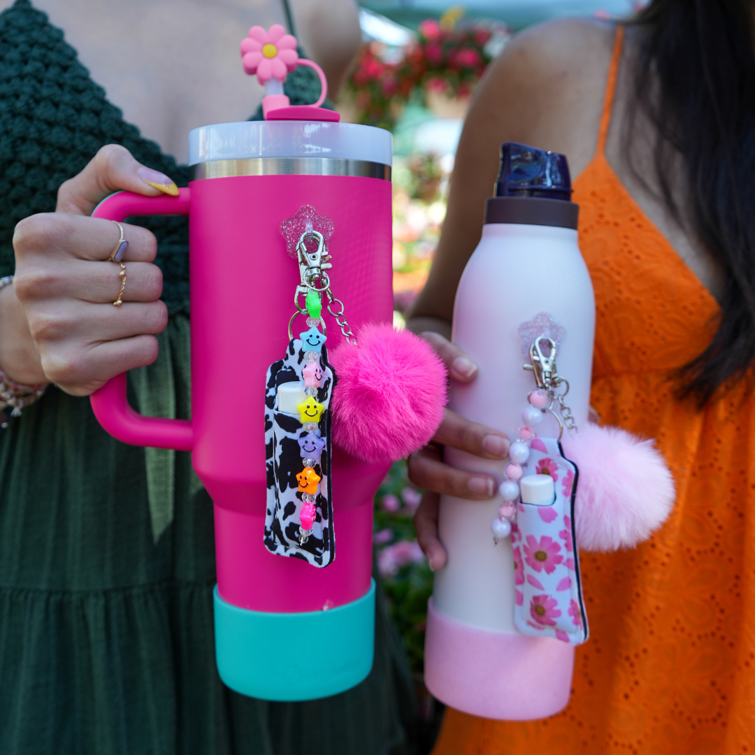 Pink Flower Straw Topper