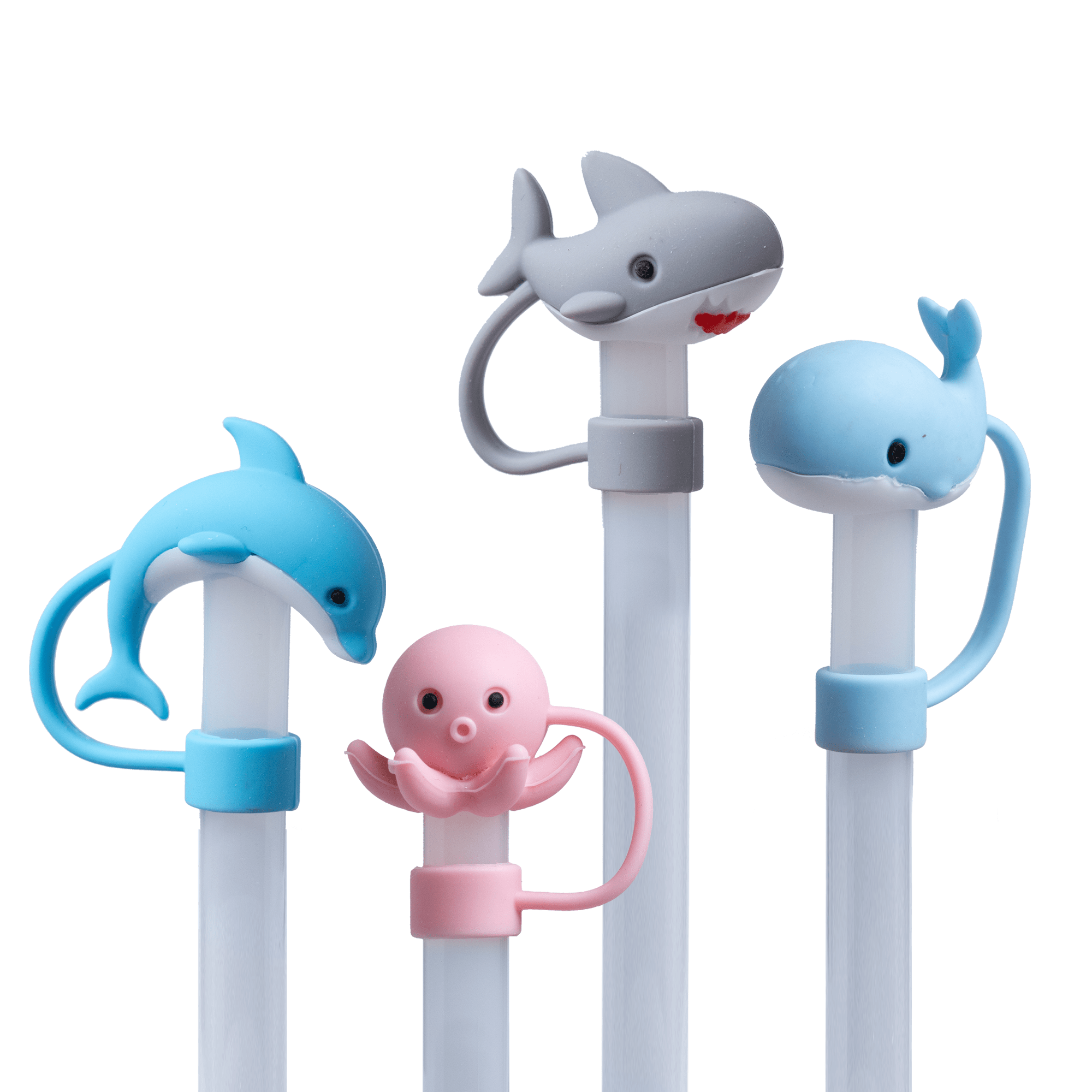Sea Animals 4 - Pack Straw Topper | | CharCharms Accessories