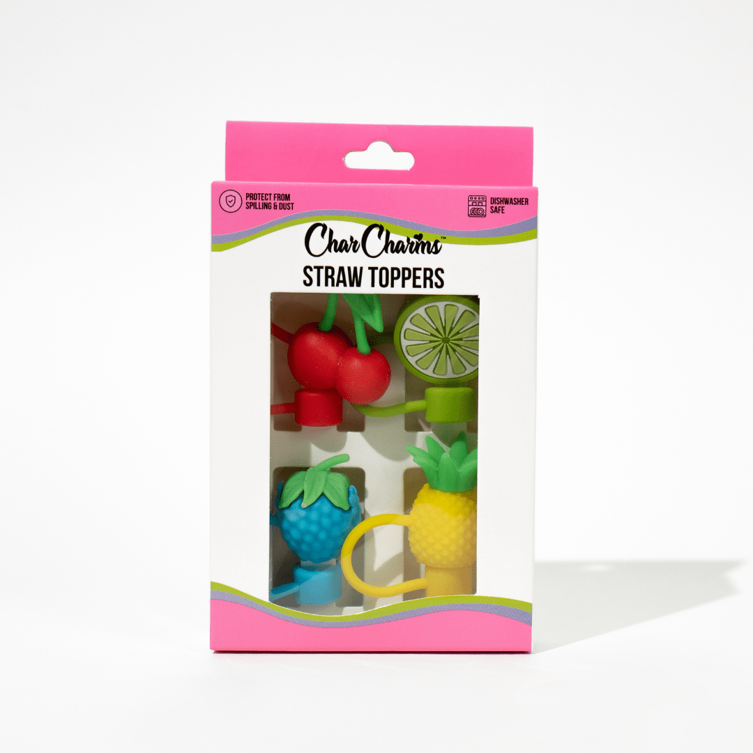 Tropical Sips 4 - Pack Straw Toppers | | CharCharms Accessories