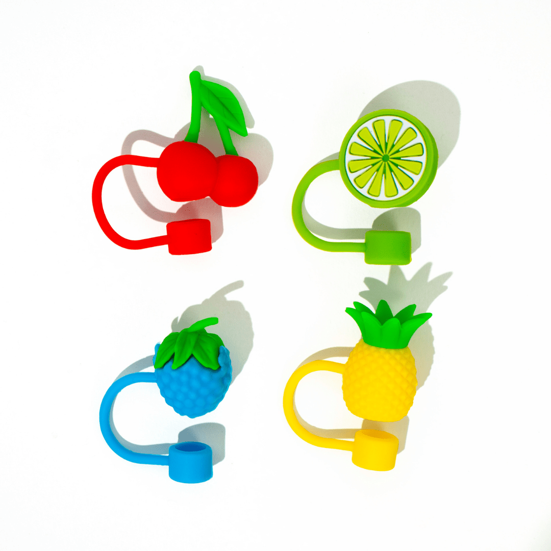 Tropical Sips 4 - Pack Straw Toppers | | CharCharms Accessories