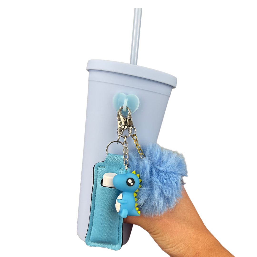 CharCharms Water Bottle Accessories Blue Dinosaur Tumbler