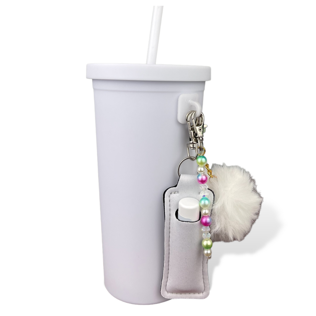 CharCharms Water Bottle Bundle Accessories Bottle Model, Cute Unique Water Bottle with Straw Tumbler, Pearl theme, tumbler for people who love white, water bottle for people who love white