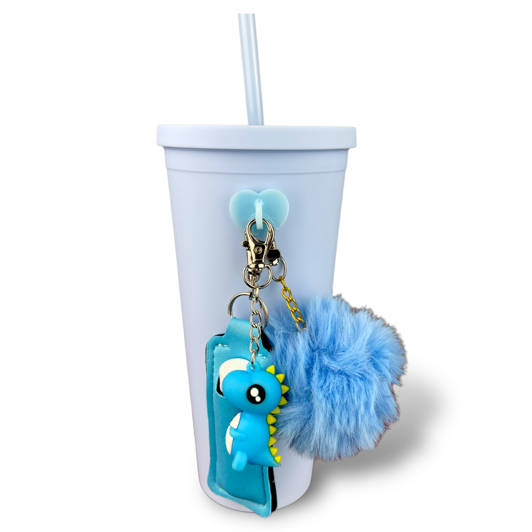 CharCharms Water Bottle Accessories Blue Dinosaur Tumbler