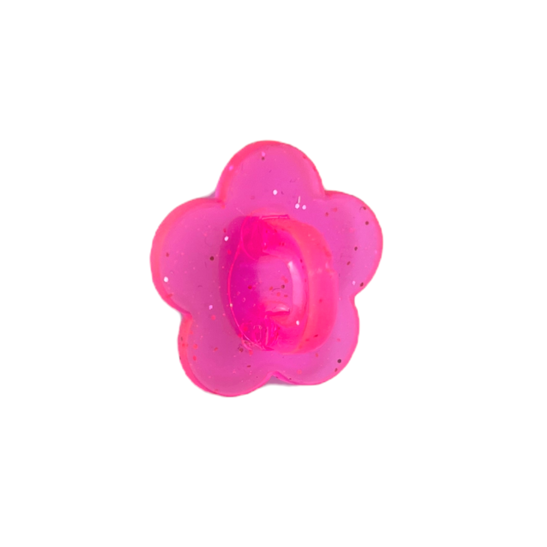 Pink Glitter Flower Stick-On Hook