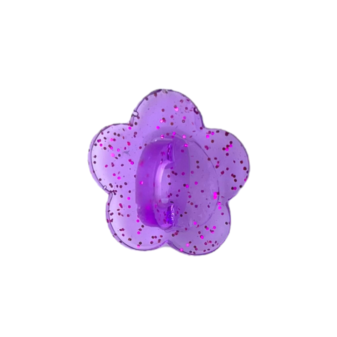 CharCharms Purple Glitter Flower Stick-On Hook