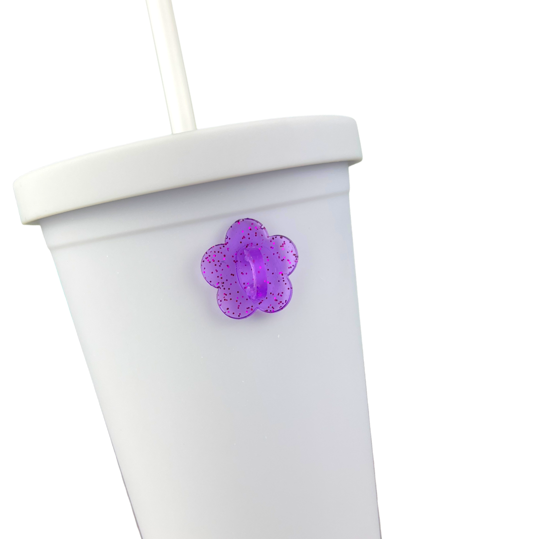 CharCharms Purple Glitter Flower Stick-On Hook