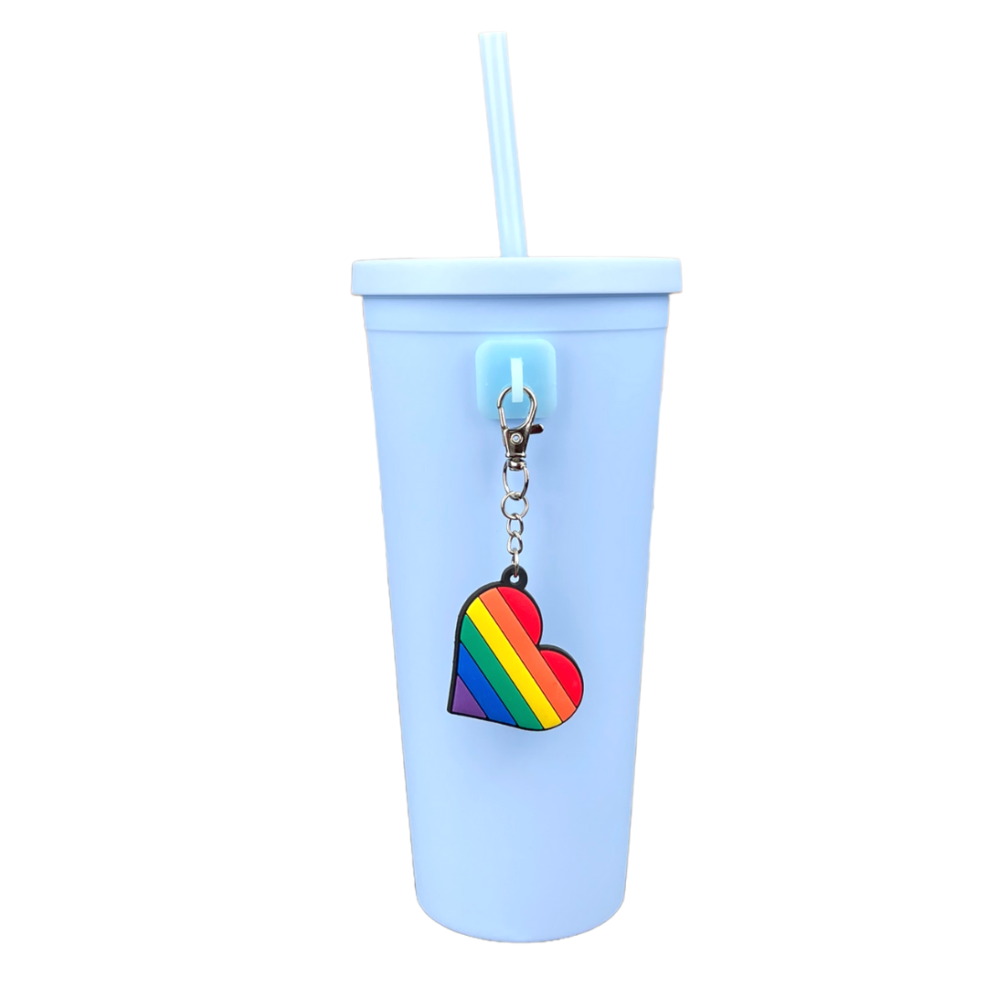 CharCharms Water Bottle Accessory | Rainbow Pride Heart Charm